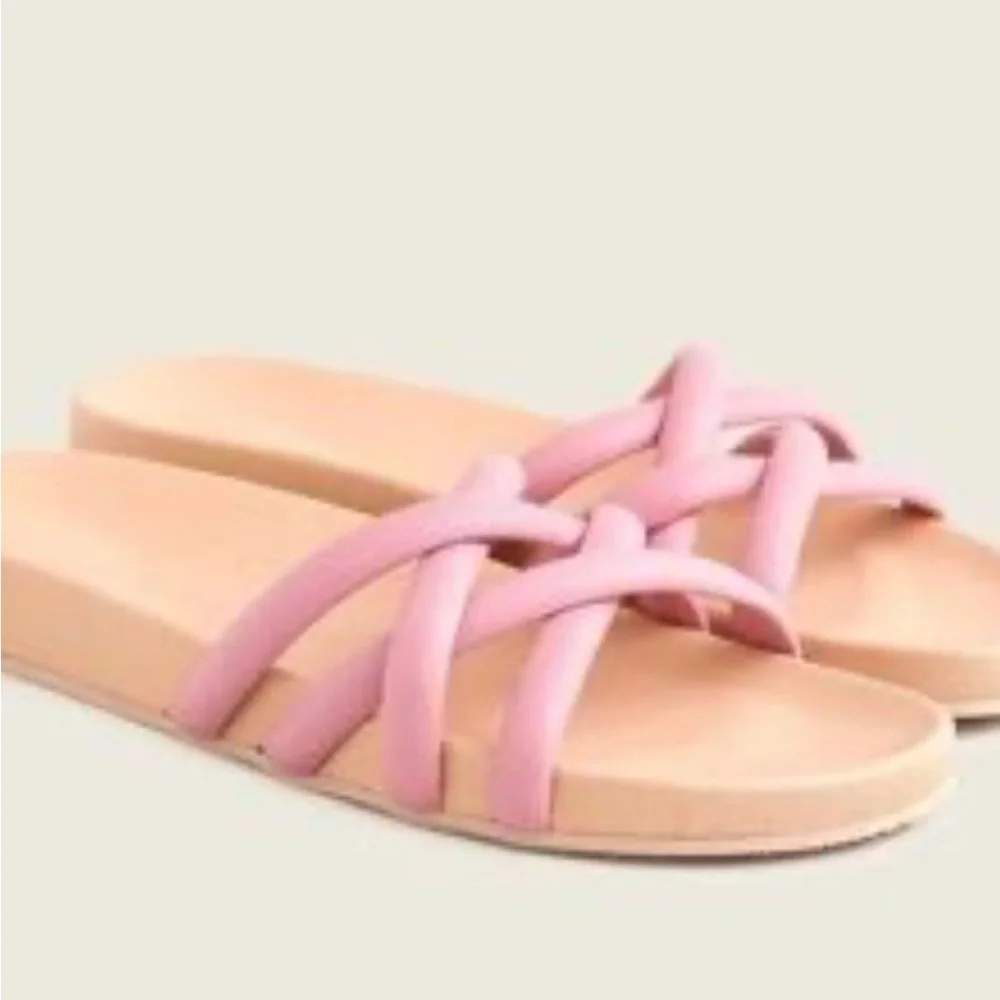 J Crew Pacific Cushy Leather Women's Pink Slide Sandals size 8.5‎